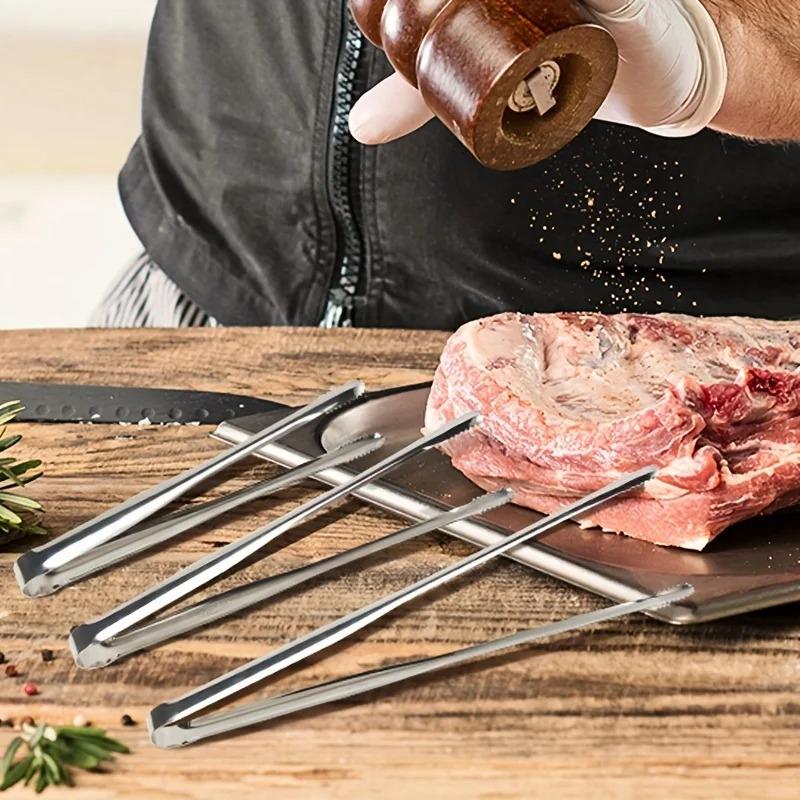 Grill Tongs Stainless Steel Steak Clip Pancake Barbecue Spatula Clip BBQ Tong Frying Fish Spatula Clip Bread Household Non-Slip