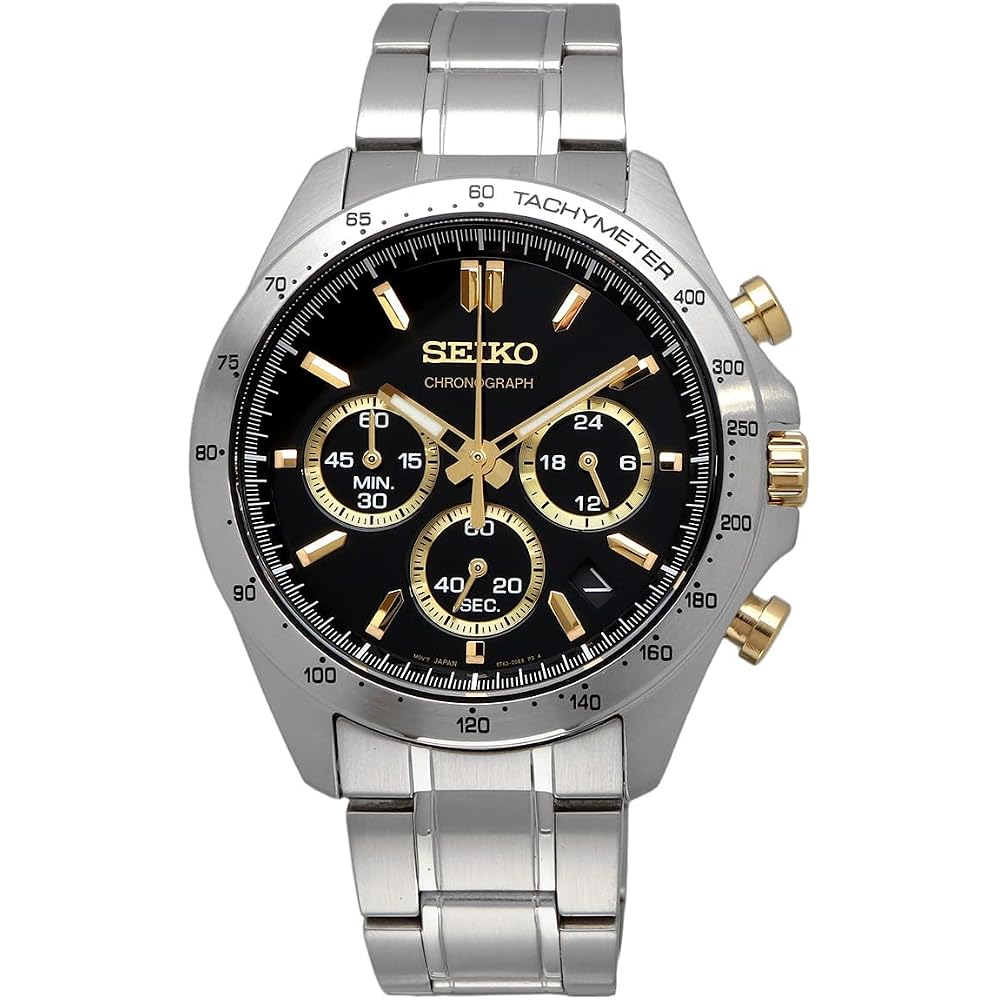[Seiko] SEIKO 1/5 second chronograph quartz watch for men SBTR015 Black x Gold [Domestic genuine product]