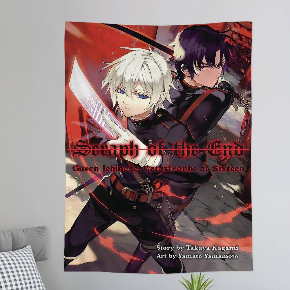 Seraph of the End Yuichiro Hyakuya Asuramaru Wall Tapestry of the Demon Pair Room Decor for Shonen Anime Supernatural Fans