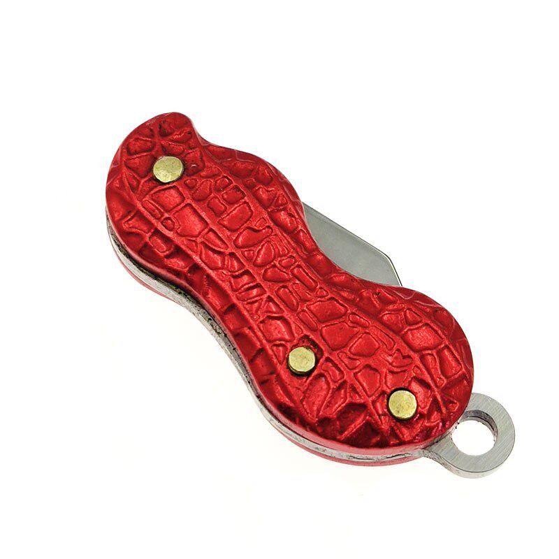 Stainless Steel Mini Folding Knife Aluminum Handle Necklace Pocket Peanut Shape Keychian Knives EDC Tool