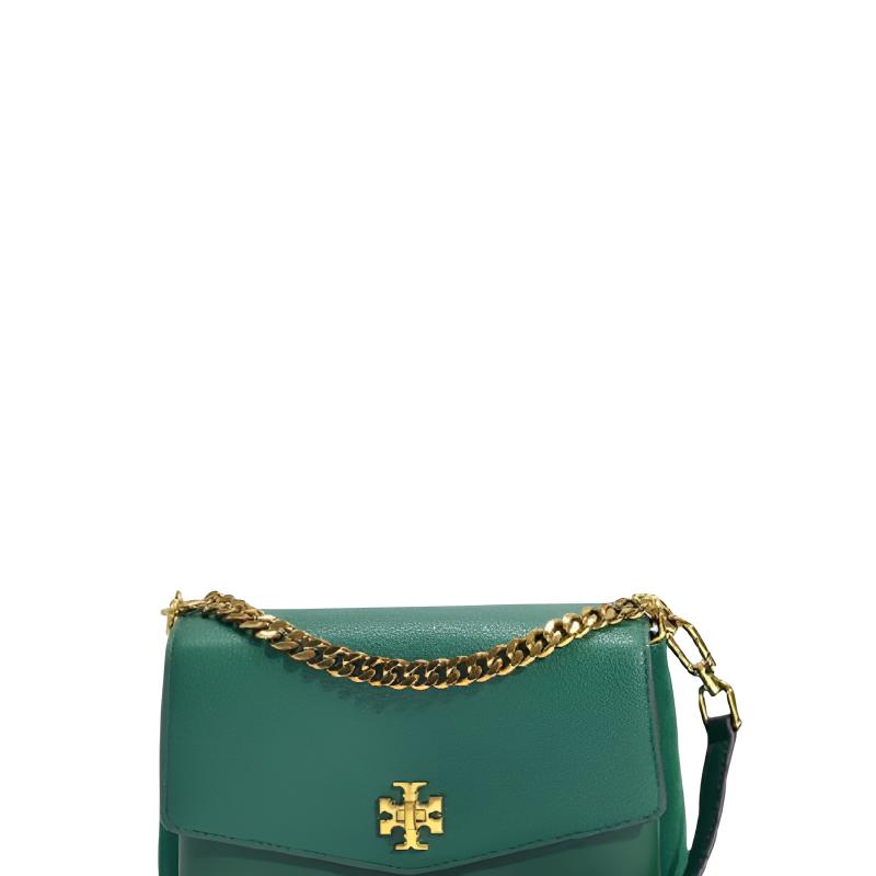 Tory Burch Kira Detachable Chain Pebbled Leather Crossbody Bag Large Women Bags Green 56382-318