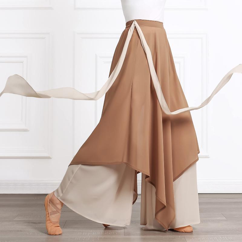 Women's Loose and Flowing Chiffon Dance Pants; Classical Dance Performance Costume; Practice Wide-leg Pants