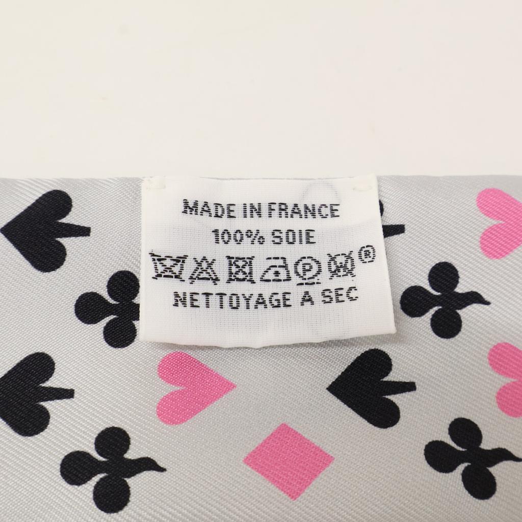 Hermes [Excellent Condition] H063169S JEU DE CARTES Playing Cards Silk Twilly Scarf GrayUsed