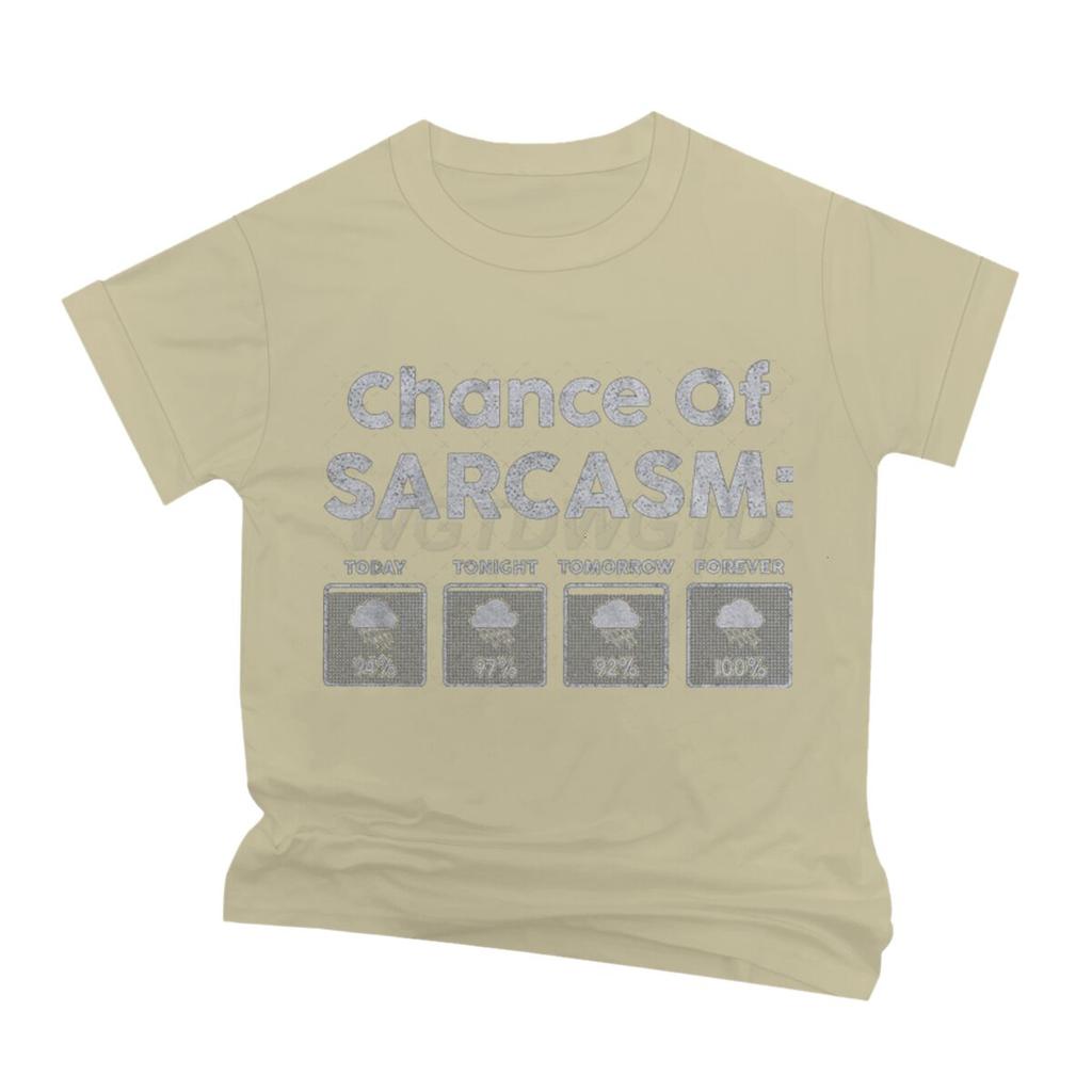 Chance auf Sarkasmus Heute Print T-Shirt Herren Damen Vintage Humor Streetwear Kurzarm Rundhals Lustig Kleidung Herren