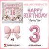 Pink Bow Birthday Balloon Happy Birthday Letter Balloon Used for Wedding, Valentine's Day, Birthday, Proposal Decoration Decor