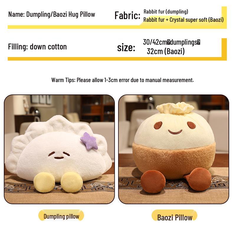 Cute Dumpling Plush Toy Cushion - Jiaozi Doll for Girls