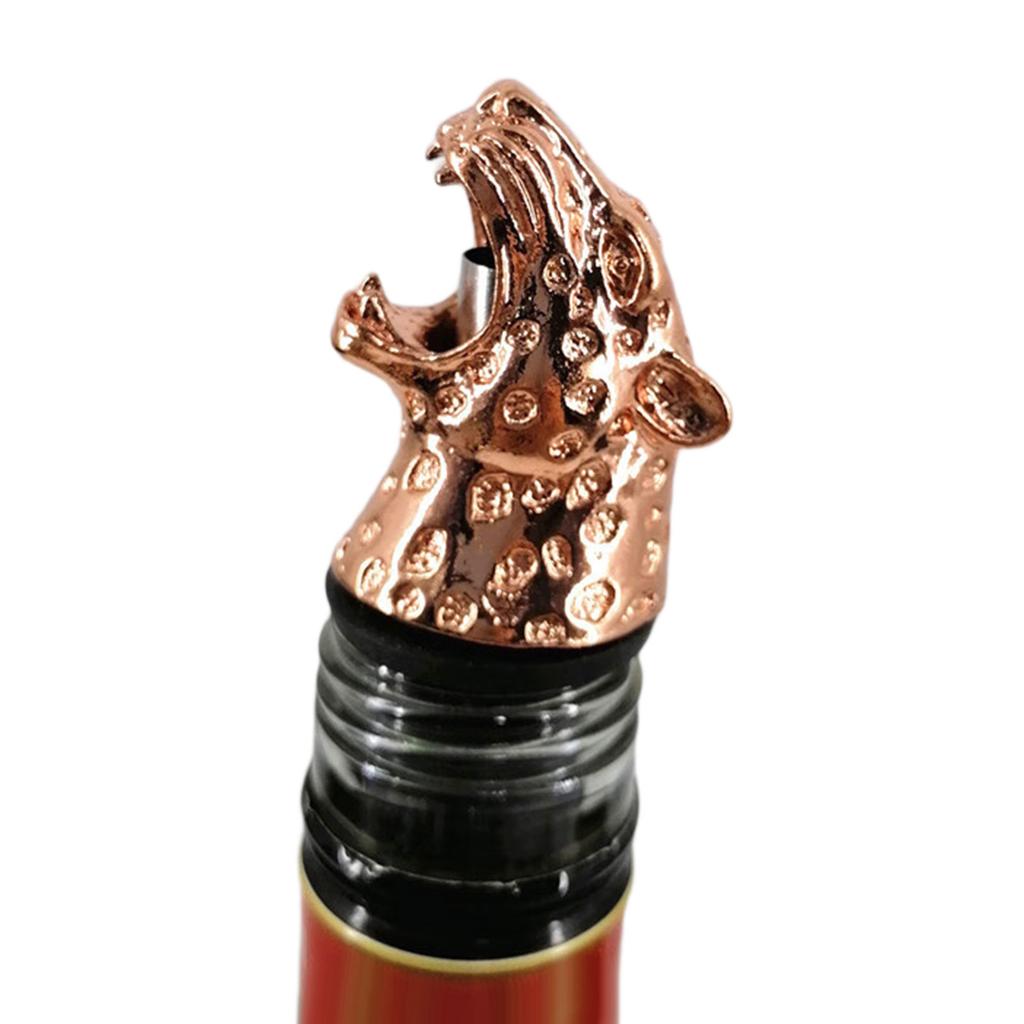 Elegant Zinc Alloy Leopard Head Wine Pourer Stopper Bottle Stopper Metal Texture for Wine and Home Decor Enthusiasts