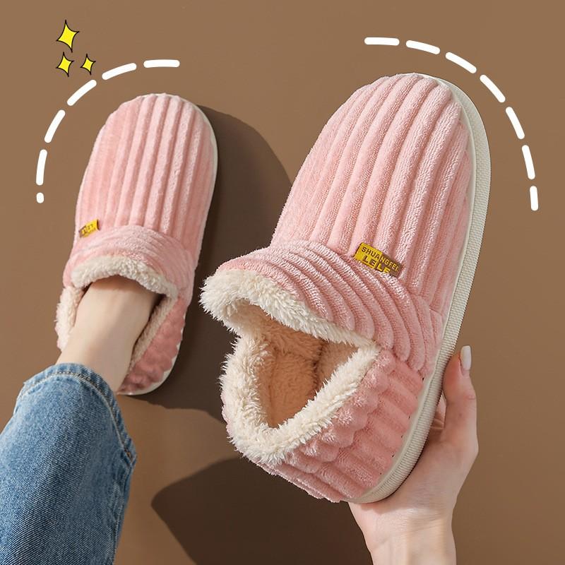 Fashion Crestar Winter Plush Slippers For Women New Comfort Keep Warm Home Cotton Shoes Outdoor Simple Solid Color Adult Casual Slippers