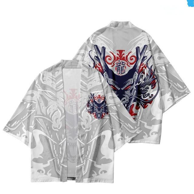 Traditional Samurai Kimono Men Japanese Anime Dragon Print Cosplay Haori Female  Cardigan Yukata Shirt Summer Robe