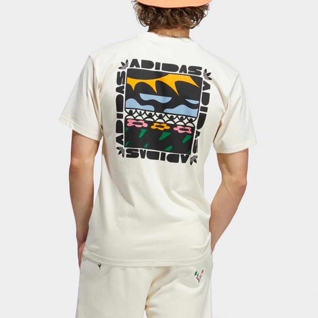 Adidas Originals Trefoil Bloom Γραφικό Τυπωτό Αθλητικό T-Shirt Ανδρικά Τοπ Εκρού H32305