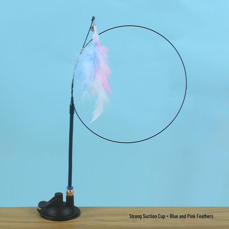 Cross-Border Suction Cup Cat Teaser Stick with Feather Attachment