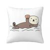 Cute Sea Otter Bucket Hat Square Pillowcase Pillow Cover Polyester Cushion Zip Decorative Comfort Throw Pillow for Home Car