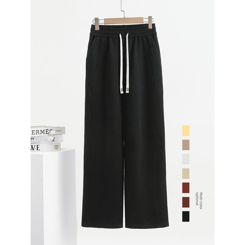 Casual Pants Women Fall and Winter Narrow Version Slim Looking Banana Pants Elastic Waist Large Straight-Leg Pants Easiest for Match Loose Loose Pants