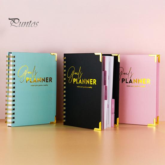 Make Your Goals A Reality Planner 2026 Weekly Notebook Spiral Bound Goal Journal with Elegant Cover Smooth Lines Design Setting & Task Tracking