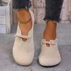 Women's Black Round Toe Slip-On Comfortable Soft Sole Versatile Flat Shoes, Casual Office Wear Apricot Slip-on Loafers for Plus Size