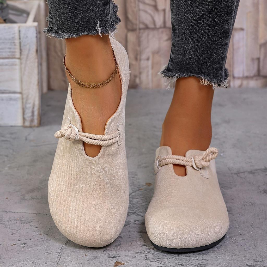 Women's Black Round Toe Slip-On Comfortable Soft Sole Versatile Flat Shoes, Casual Office Wear Apricot Slip-on Loafers for Plus Size