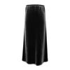 Womens Gold Velvet Maxi Skirts Fashion Solid Color Elastic Waist Loose Comfy A-Line Swing Midi Skirt Skort