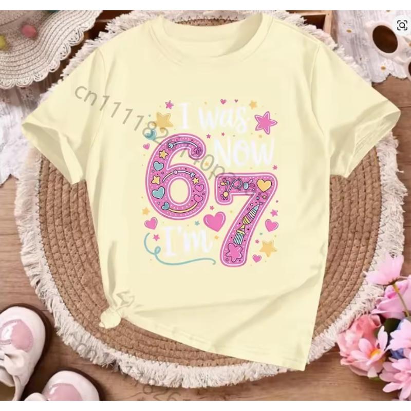 Kids 67 Themed Colorful Print TShirt Soft Cotton Fabric Breathable and Comfortable Ideal for Toddlers and Childrendf0381