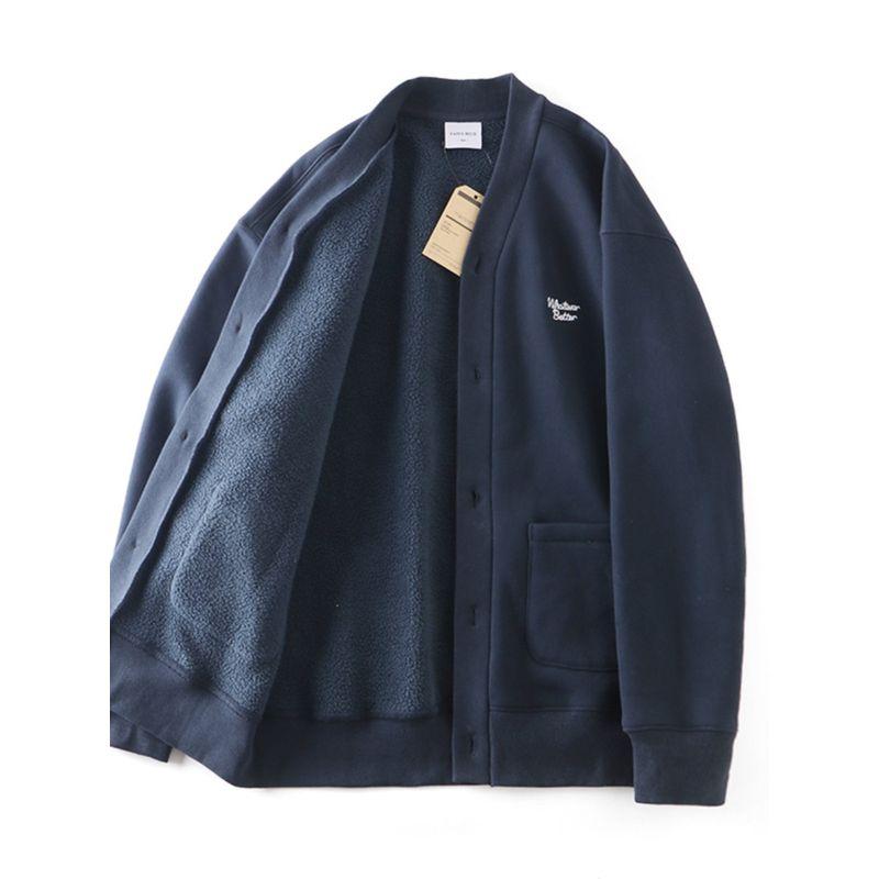 American vintage Winter Berber Fleece Outerwear Men's Fleece-lined Thickened Robe Knit cardigan Foreign Trade Cattle Goods Leisure Jacket