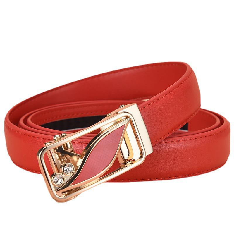 Stylish Women's Automatic Buckle Leather Belt - Genuine Leather, Korean Trend, Versatile Fashion Waistband for Students