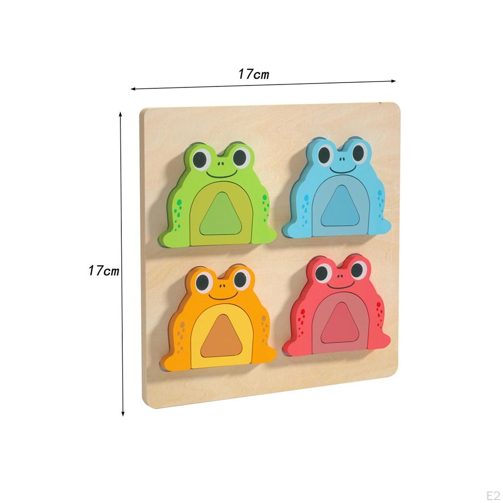 Cartoon Frog Jigsaw Puzzles, Wooden Animal Puzzle Boards for Girls Boys Kids Baby Ages 2 3 4