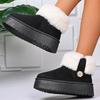 Fashion Black Faux Fur Warm Snow Boots for Women Round Toe Platform Snow Boots Woman Winter Pearls Decoration Ankle Booties Mujer