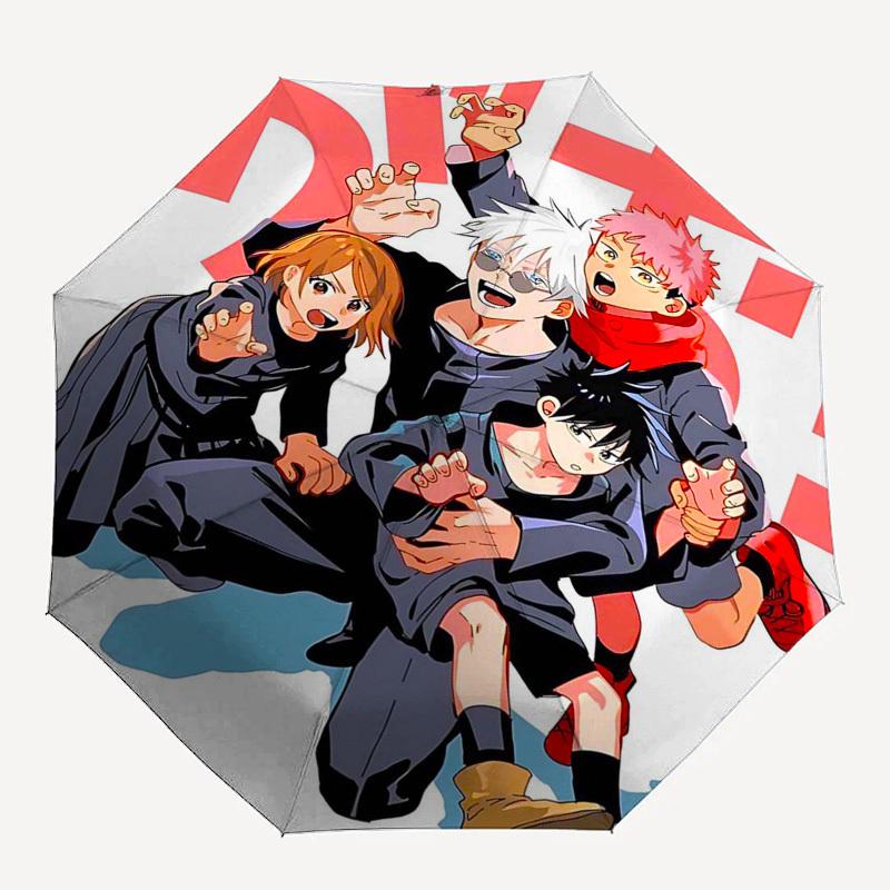 1pc Jujutsu Kaisen Characters Outdoor Umbrella - Automatic Opening/Closing, Portable 3-Fold Design, 8-Bone Iron Frame - Perfect Gift for Fans, Travele