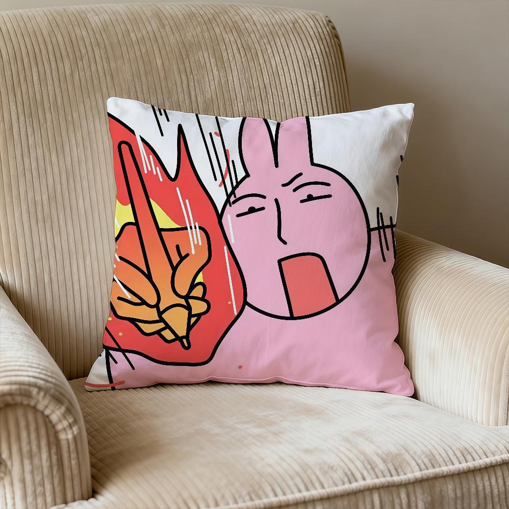 My F-Friend Pink Rabbit Cartoon Cushion Cover Square Decorative Throw Pillow Case Sofa Bed Living Room Birthday Anniversary