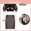Street Fighter Clothing Chun-li Cosplay Costume Polyester Fabric Blue/brown Set