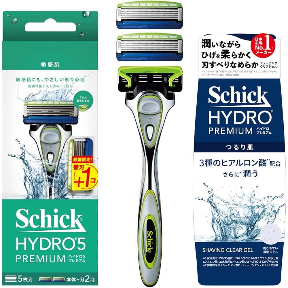 Schick Premium Sensitive Skin Razor Holder and Shaving Gel Set for Men