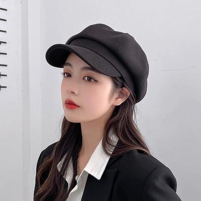 Versatile Solid Color Newsboy Painter Hat Trendy Japanese Duck Tongue Octagonal Hat