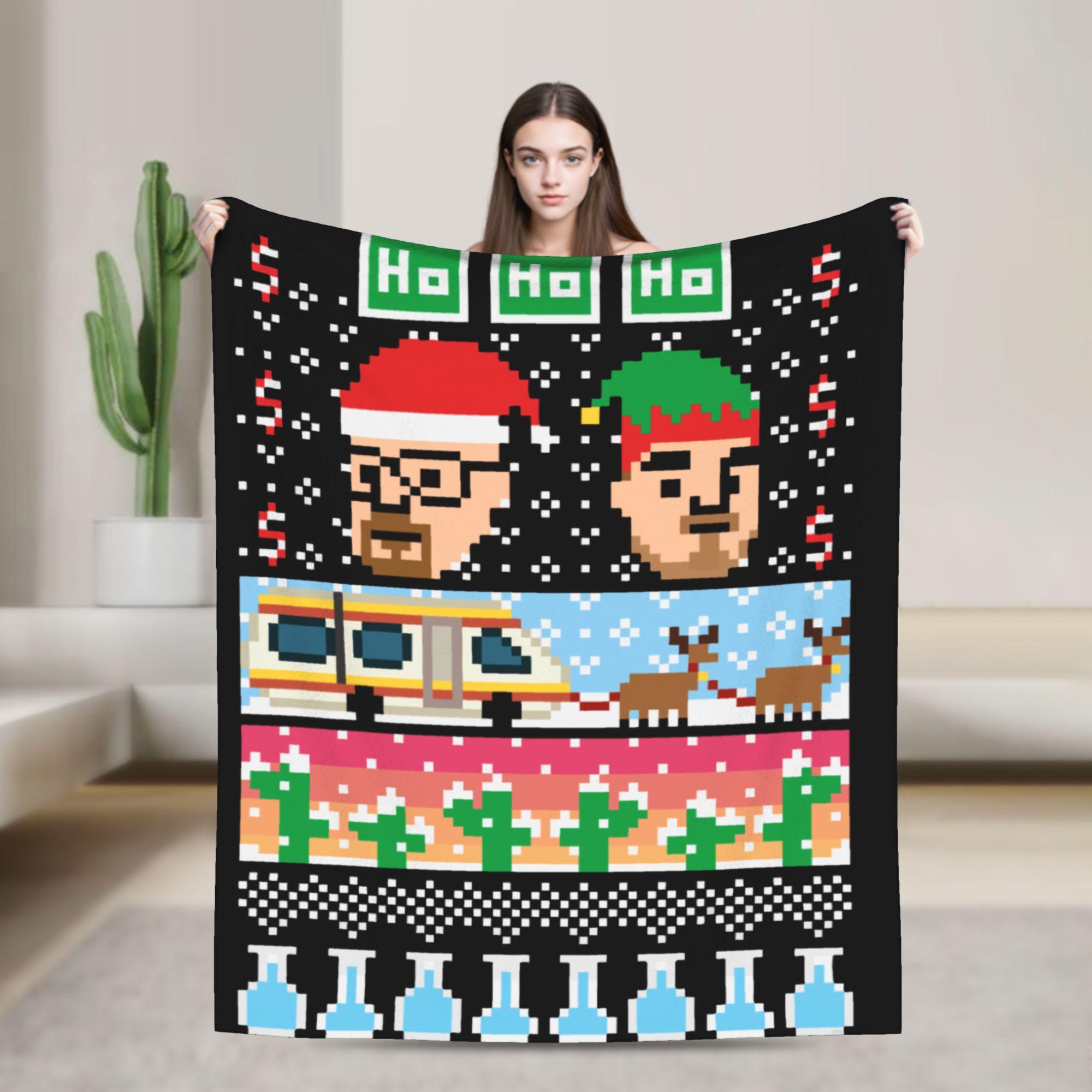 Breaking Bad Ugly Christmas Style Knitted Blankets Flannel Walter White Ultra-Soft Throw Blankets for Travel Bedroom Quilt 75X95CM