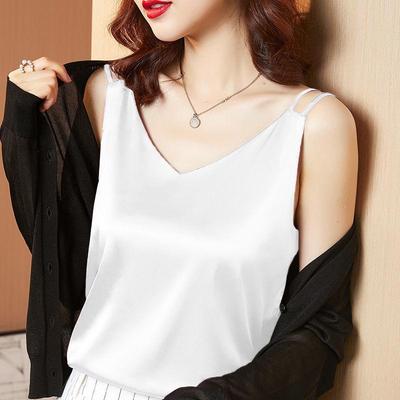 Women's Heavyweight V-Neck Satin Camisole - High-Grade Imitation Silk Versatile Suit Lining