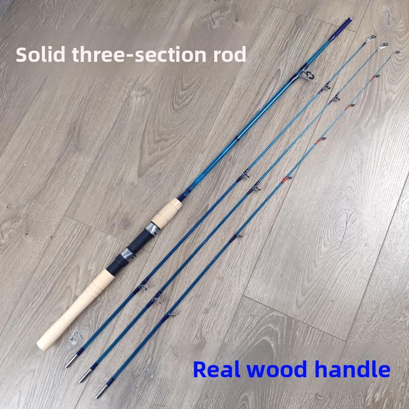  Fiber Glass Rod Real Wood Handle Fishing Rod Sea Fishing Bank Fishing Lure Rod Casting Rod Adjustable Length Outdoor Ca...