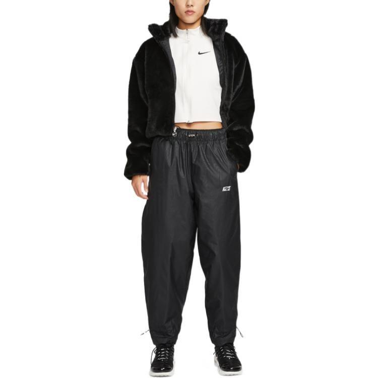 Nike Velvet Jackets Women's Black Stand Collar Moderate DV5140-010