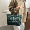 Fashion Solid Color Quilted Tote Bag Waterproof Lightweight Puffer Crossbody Bag Large Capacity Women Handbag