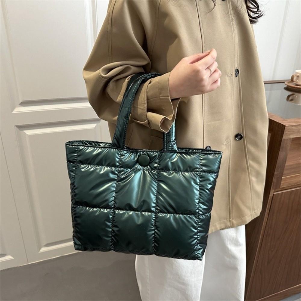 Fashion Solid Color Quilted Tote Bag Waterproof Lightweight Puffer Crossbody Bag Large Capacity Women Handbag