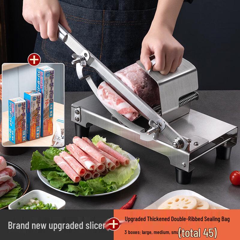 JPHZNB Manual Frozen Meat Slicer & Sealing Bag Set
