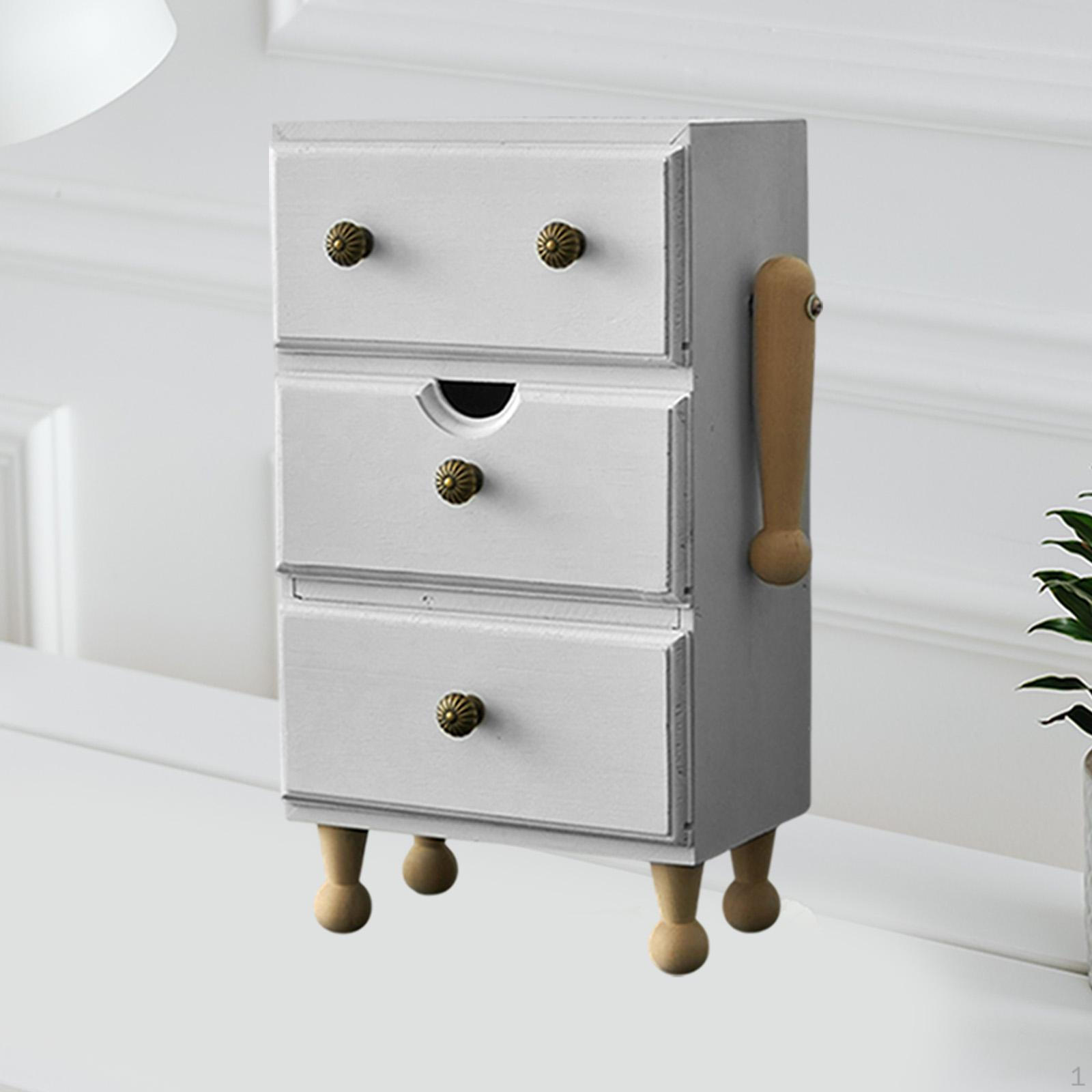 

Деревянная шкатулка для хранения ювелирных изделий, органайзер для стола в деревенском стиле, пылезащитный шкаф для хранения аксессуаров с 3 отделениями