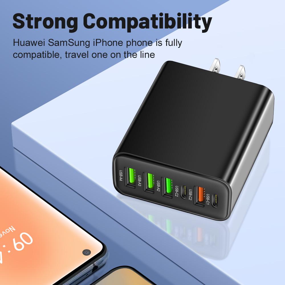 3.1A Multi-Port Charger: Dual Type-C PD & 4 USB Ports for Travel