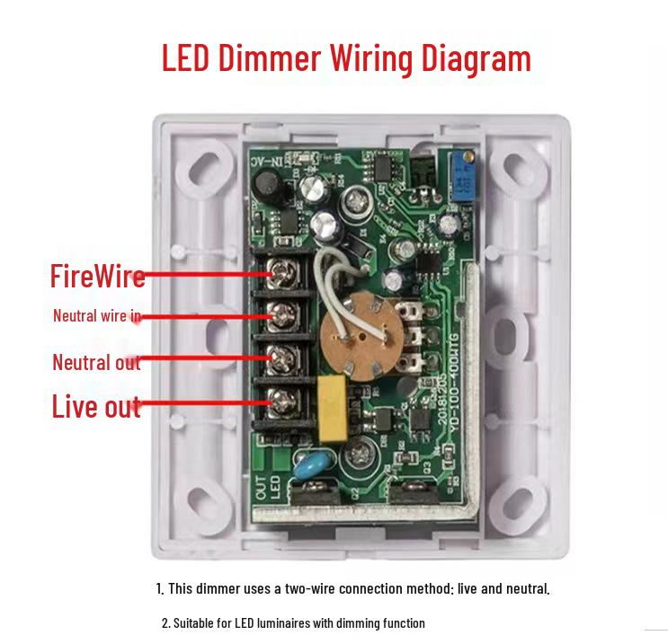 800W High Power Single Color LED Rotary Dimming Switch with Infrared and SCR Technology