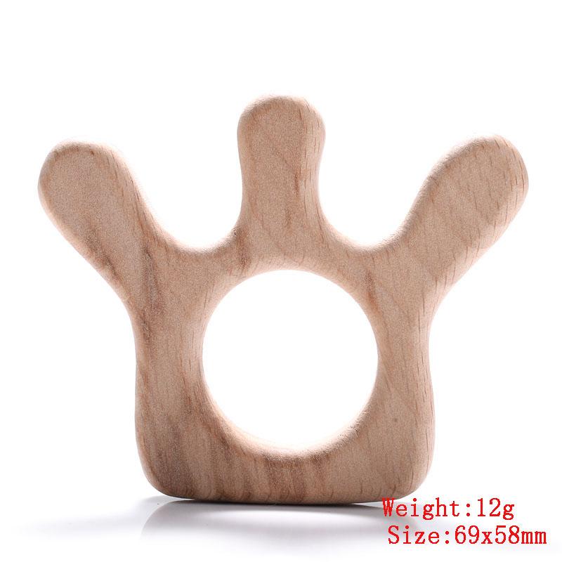 5Pcs/Lot Baby Pacifier Chain Chew Accessories Animal Shape Natural Beech Teething Wooden Teether Pendant Accessories