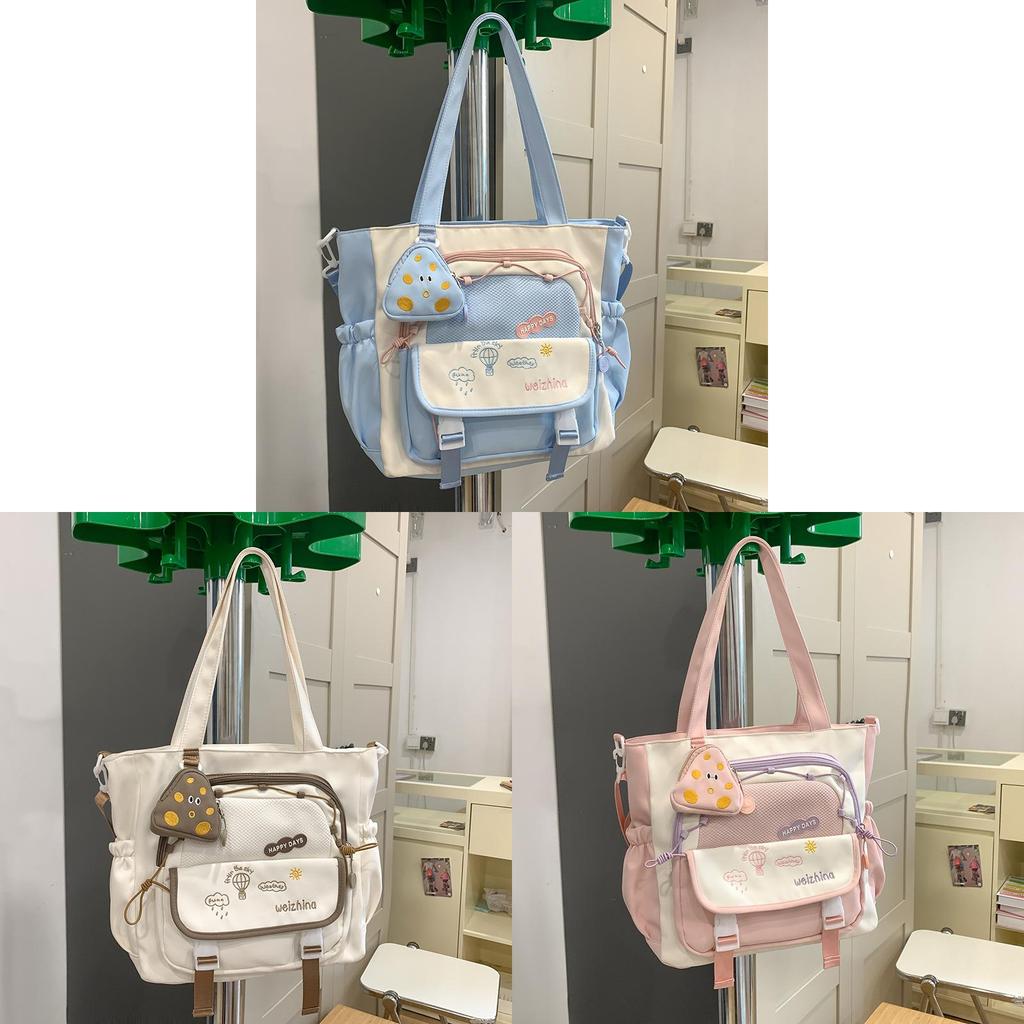 Casual Nylon Shoulder Bag With Letter Pattern For School Use