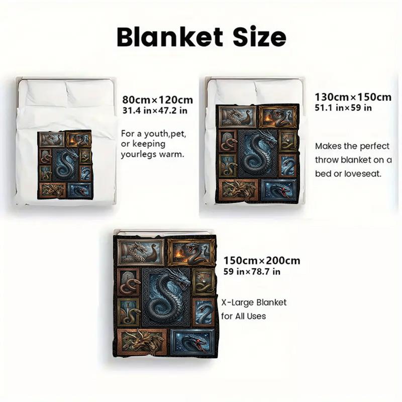 Mythical Creatures Compilation 2D Flat Pattern Flannel Blanket, High Quality All Seasons, Home Decor, Warmth and Comfort, Perfect for Christmas Gifts.