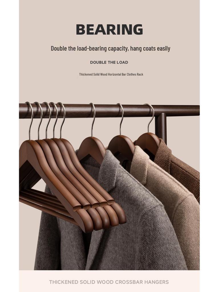 Solid Wood Non-Slip Clothes Hanger for Home, Hotels, and Stores