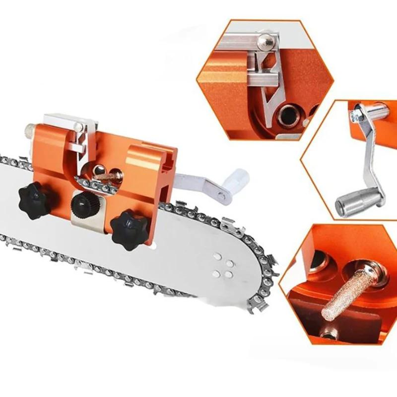 Chainsaw Sharpener Kit Fast Chainsaw Sharpener Stone Woodworking Sharpening Tool Portable Hand Crank Chain Saw Sharpener