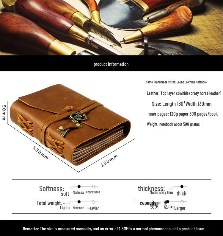 First Layer Cowhide Handmade Traveler's Notebook Diary