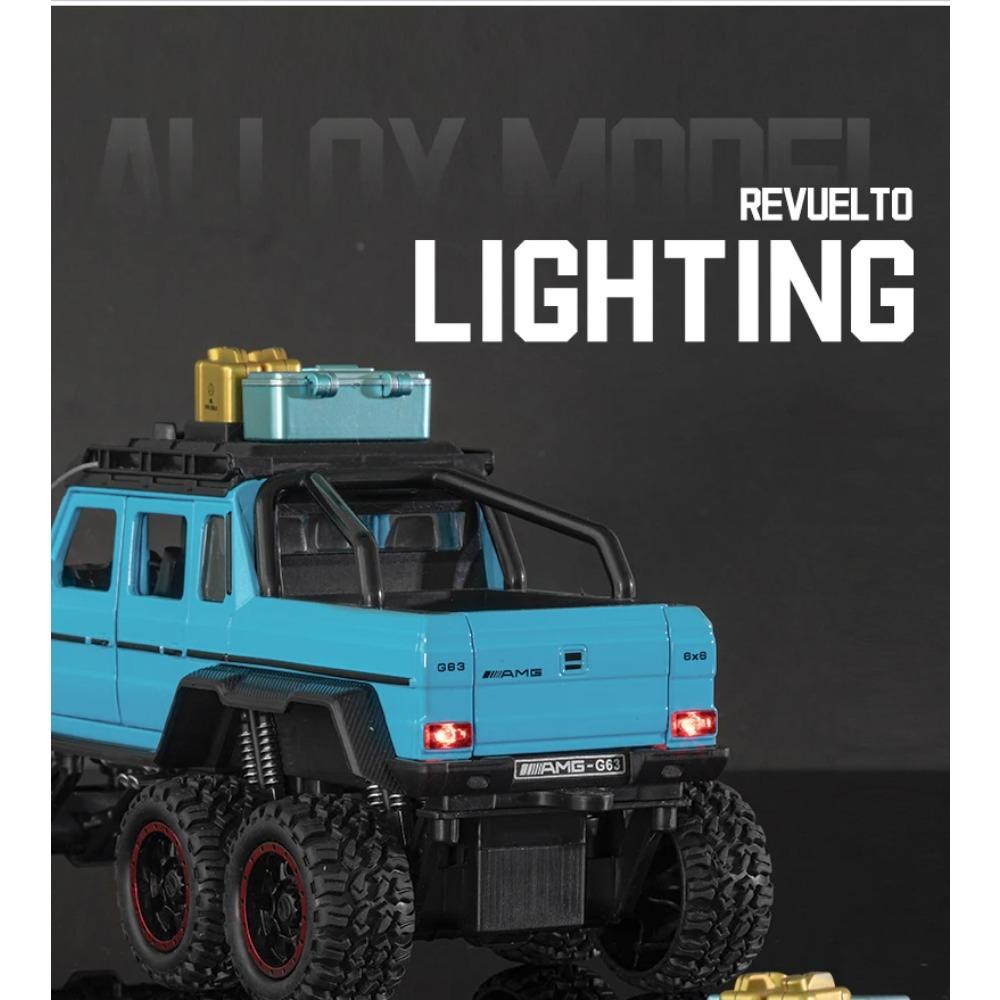 Travel Version 1/24 Benz G63 6*6 Tyre Alloy Pickup Car Model Diecasts Metal Off-Road Vehicles Car Model Sound Light Kids Toy Gift
