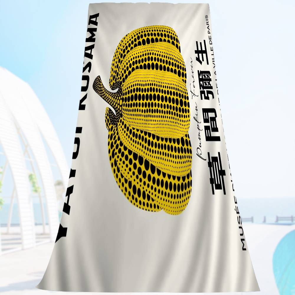 Y-Yayois K-Kusamas Art Exhibition Bath Towel Microfiber Soft Water Absorbing Breathable For Girl Kids Decorative Cartoon Beach Towel