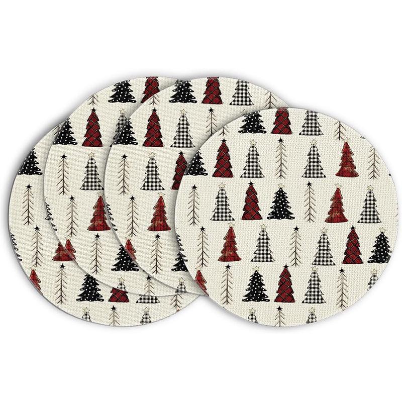 Festive Style Christmas Round Placemats - 4-Piece Set for Holiday Table Decor